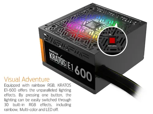 Gamdias Захранване PSU 600W Addressable RGB - KRATOS E1-600 - image 3