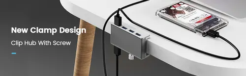 Orico хъб USB 3.0 HUB Clip Type 4 port - aux Micro-USB power input, Aluminum - MH4PU-P-SV - image 1