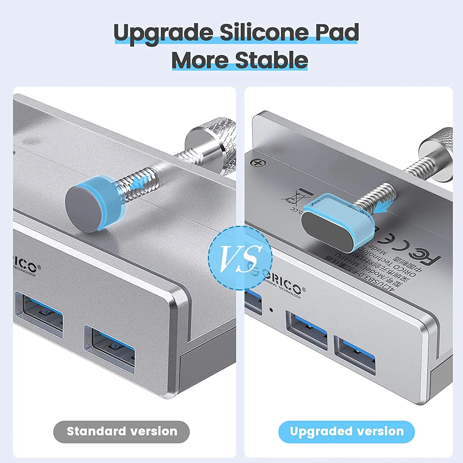 Orico хъб USB 3.0 HUB Clip Type 4 port - aux Micro-USB power input, Aluminum - MH4PU-P-SV - image 3