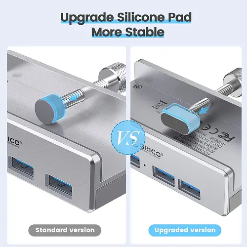 Orico хъб USB 3.0 HUB Clip Type 4 port - aux Micro-USB power input, Aluminum - MH4PU-P-SV - image 3