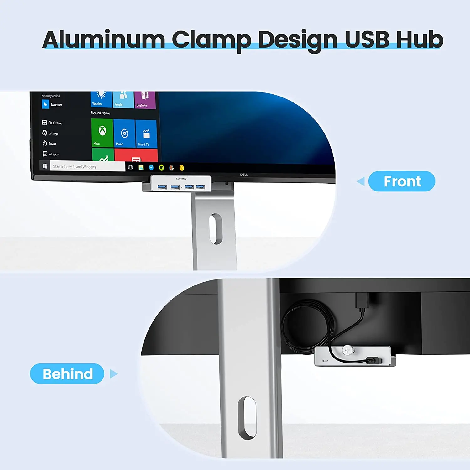 Orico хъб USB 3.0 HUB Clip Type 4 port - aux Micro-USB power input, Aluminum - MH4PU-P-SV - image 9