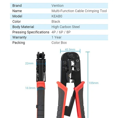 Vention Клещи за кримпване  Multi-Fuction Crimping Tool - KEAB0 - image 10