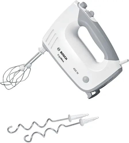 Μίξερ, Bosch MFQ36400, Μίξερ χειρός, 450 W, 5 ρυθμίσεις ταχύτητας, πρόσθετη ρύθμιση pulse/turbo, λευκό/γκρι - 1