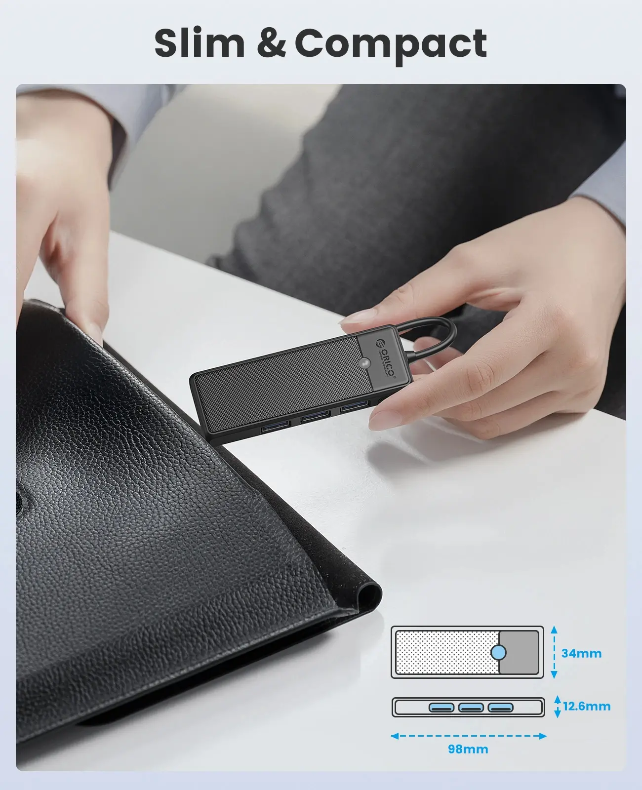 Orico Hub USB3.0 HUB - 3 x USB3.0, SD, TF - PAPW3AT-U3-015-BK - image 4