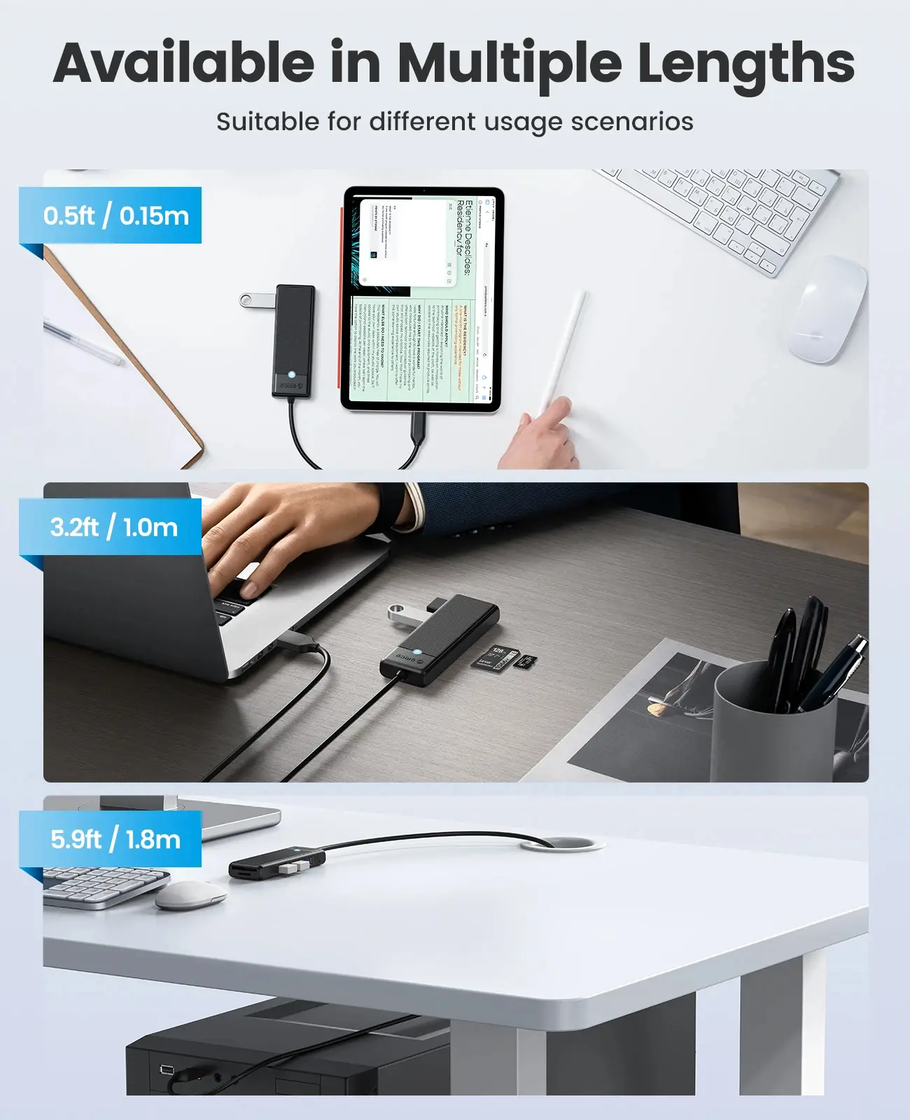 Orico Hub USB3.0 HUB - 3 x USB3.0, SD, TF - PAPW3AT-U3-015-BK - image 8