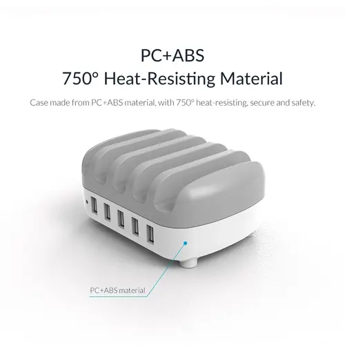Orico stație de încărcare pentru dispozitive mobile Charger Station 220V - 5 x USB 40W alb - DUK-5P-EU-WH - 13