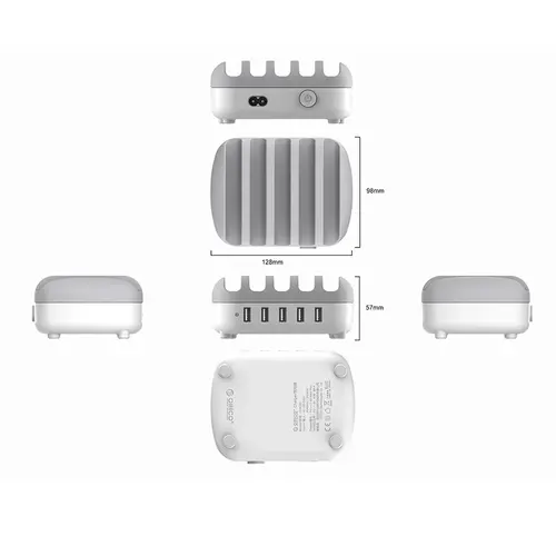 Orico σταθμός φόρτισης για κινητές συσκευές Charger Station 220V - 5 x USB 40W λευκό - DUK-5P-EU-WH - 4