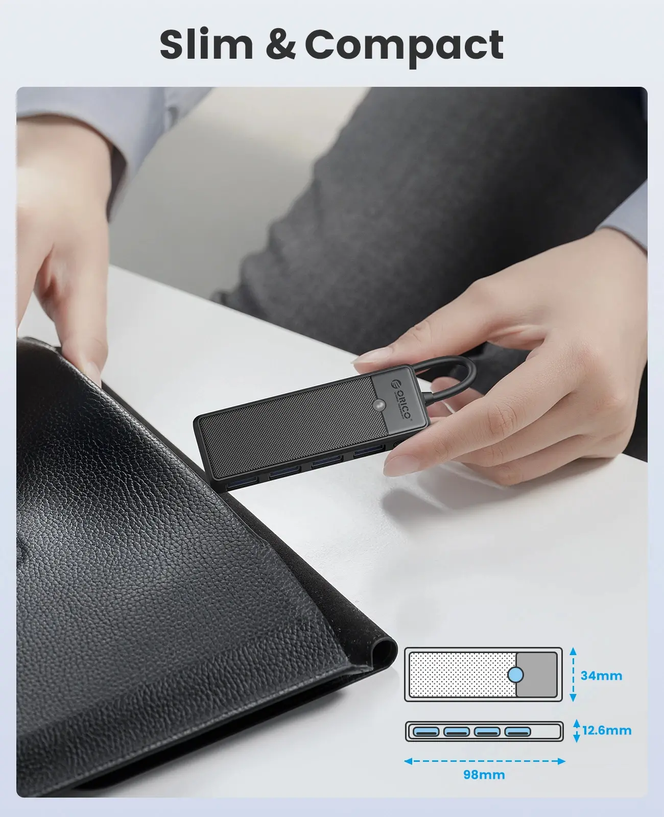 Orico хъб USB3.1 HUB Type-C - 4 x USB3.0 - PAPW4A-C3-015-BK - image 4