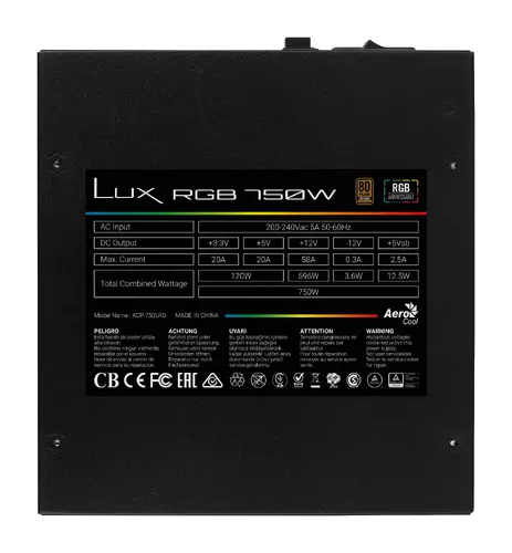 AeroCool захранване PSU LUX RGB 750W - Bronze, RGB Addressable - ACPB-LX75AEC.11 - 10