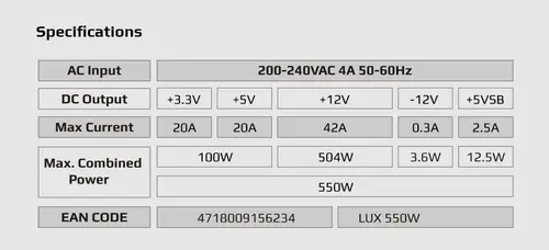 AeroCool захранване PSU LUX-550W Bronze - ACPB-LD55AEC.11 - image 5