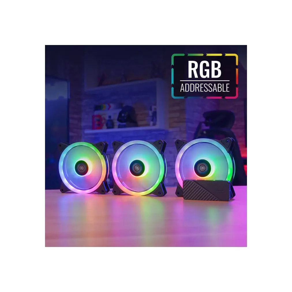 AeroCool set ventilatoare Fan Pack 3-in-1 3x120mm - DUO 12 Pro - Addressable RGB with Hub, Remote - ACF3-DU10227.11 - image 1