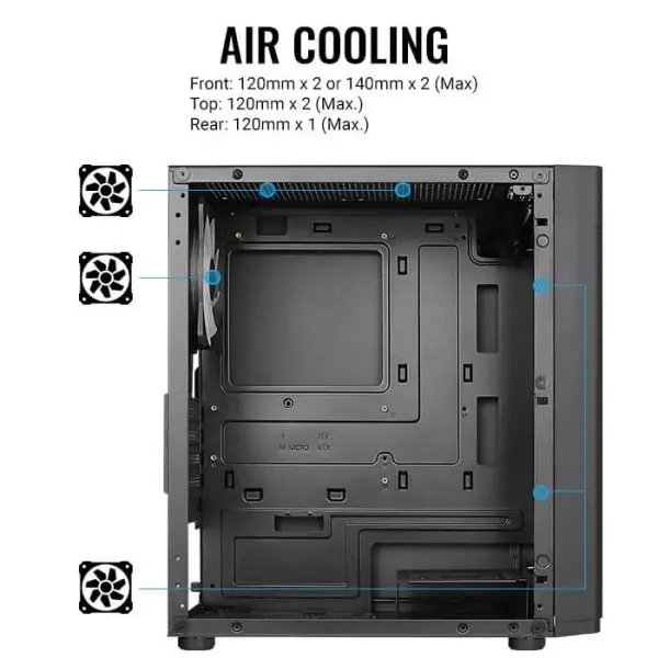 AeroCool carcasă mATX - Hexform-G-BK-v2 - 3 ventilatoare incluse - image 11