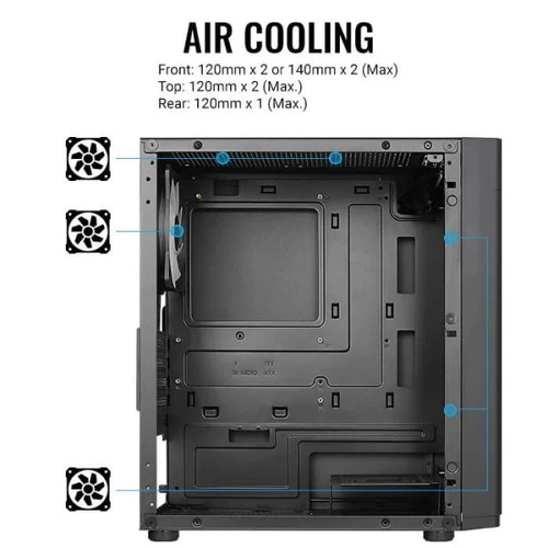 AeroCool кутия Case mATX - Hexform-G-BK-v2 - 3 fans included - image 11