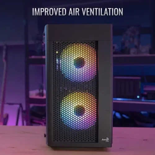 AeroCool κουτί υπολογιστή mATX - Hexform-G-BK-v2 - 3 ανεμιστήρες συμπεριλαμβάνονται - 10