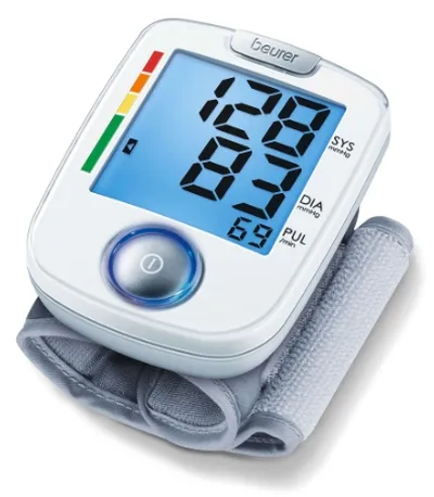 Апарат за кръвно налягане, Beurer BC 44 wrist blood pressure monitor, blue illuminated display,Risk indicator,Arrhythmia detection,circumferences from 14 to 19.5 cm