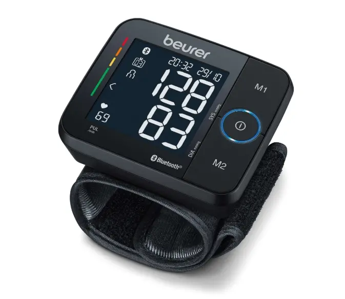 Πιεσόμετρο, Beurer BC 54 BT πιεσόμετρο καρπού Bluetooth, μαύρη οθόνη, ασύρματη μεταφορά, 2x60 θέσεις μνήμης, ένδειξη κινδύνου, ανίχνευση αρρυθμίας