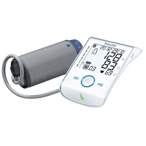Апарат за кръвно налягане, Beurer BM 85 Blood pressure monitor; Bluetooth; XL display; two user memories; risk indicator; Arrhythmia detection; medical device; circumferences 22- 42 cm; storage bag
