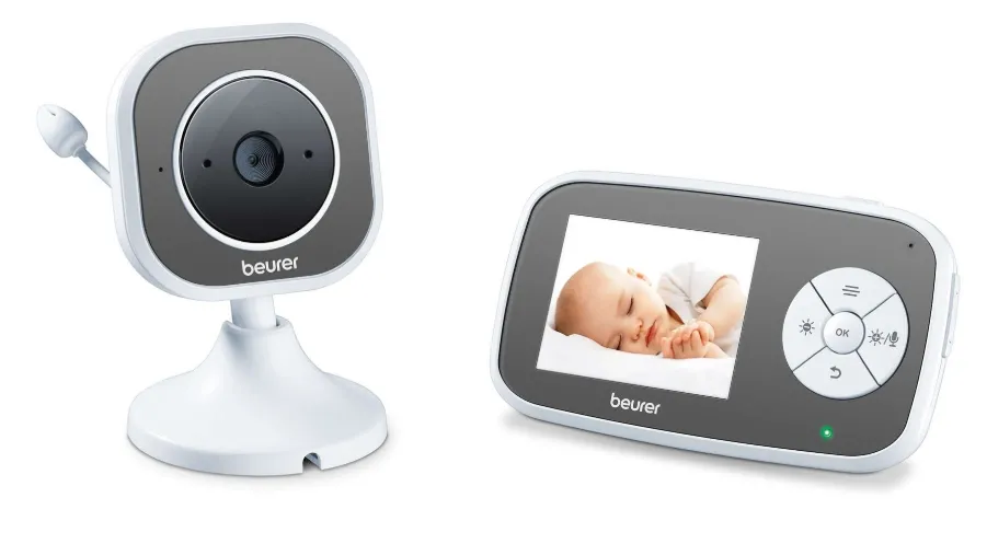 Бебефон, Beurer BY 110 video baby monitor,  2.8" LCD colour display,infrared night vision function,4 gentle lullabies,Intercom function,Motion and sound alarm,Range of up to 300 m,The monitor is compatible with up to 4 cameras