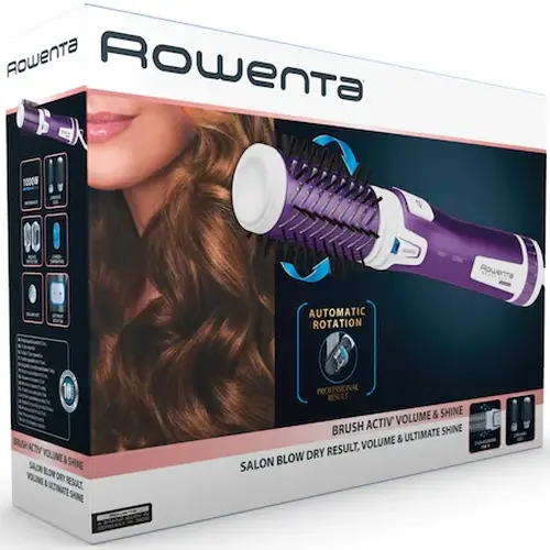 Електрическа четка за коса, Rowenta CF9530F0, Brush Activ Volume & Shine, rotative brush, double ionisation, 1000W, 2 temperature settings + cool air, 2 rotation directions, 2 brushes diameters (40 mm - 50 mm) - 12