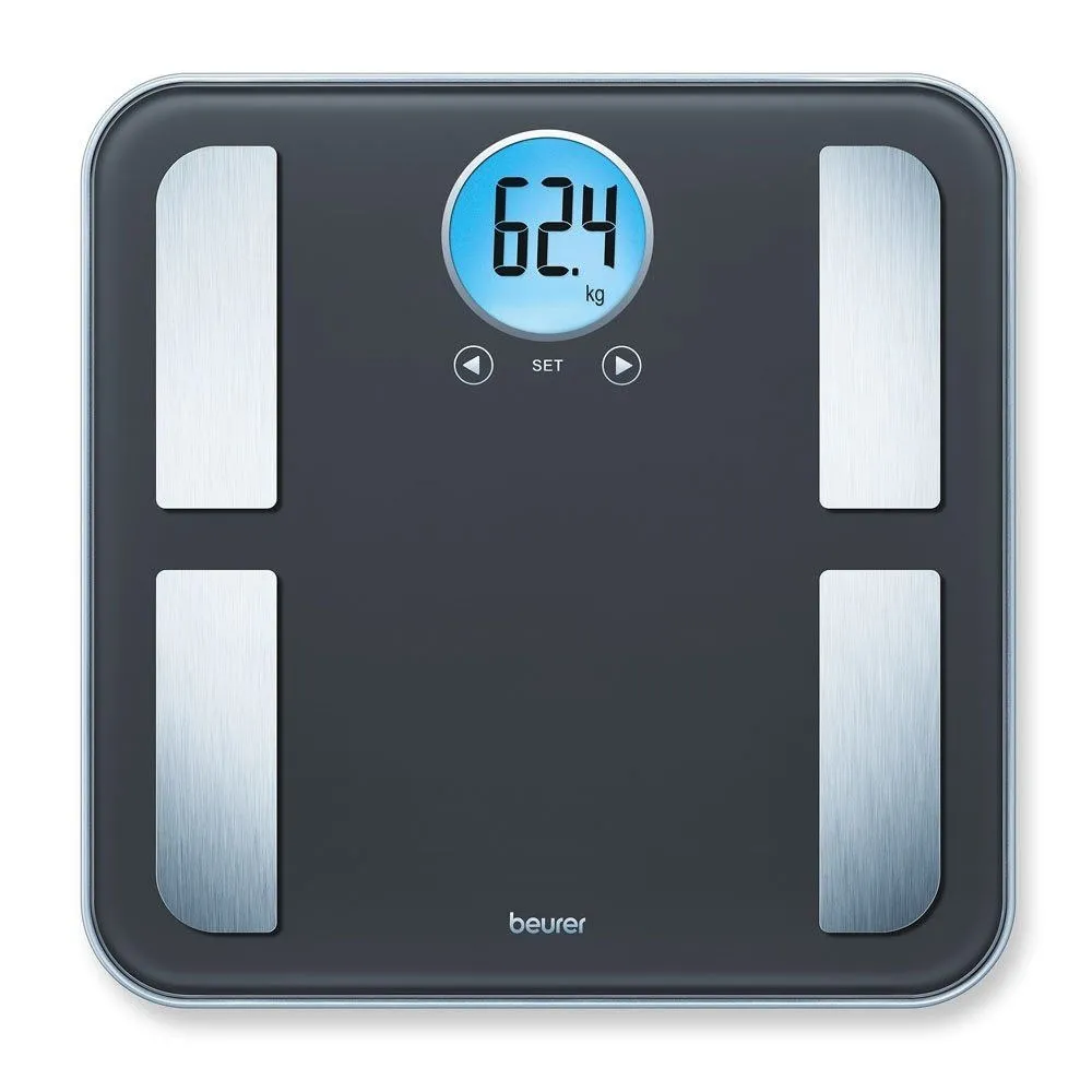 Везна, Beurer BF 195 diagnostic bathroom scale; round LCD display; Weight, body fat, body water, muscle percentage, bone mass, AMR calorie display; 180 kg - image 1