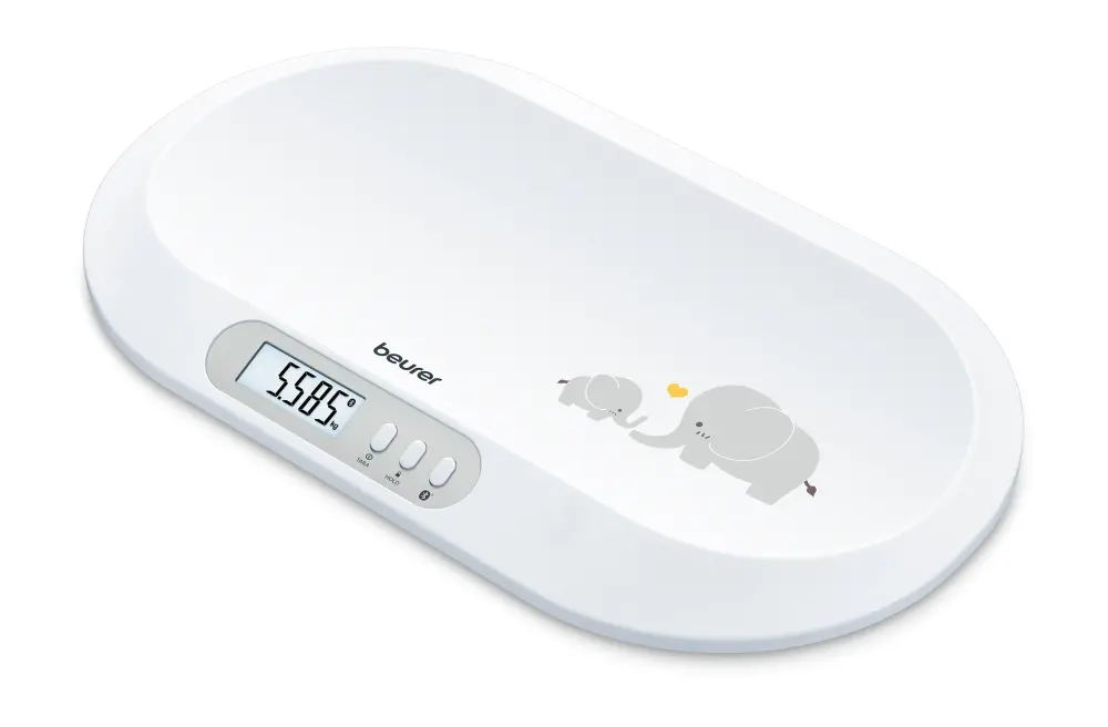 Cântar, Beurer BY 90 cântar pentru bebeluși, Transfer de date prin Bluetooth, Funcție de blocare automată și manuală, Suprafață de cântărire curbată - image 1