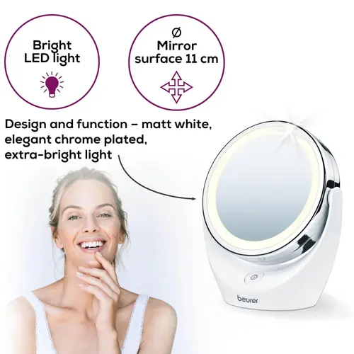 Oglindă cosmetică, Beurer BS 49 oglindă cosmetică iluminată; 12 LED-uri; 5 x zoom; 2 oglinzi; 11 cm - 9