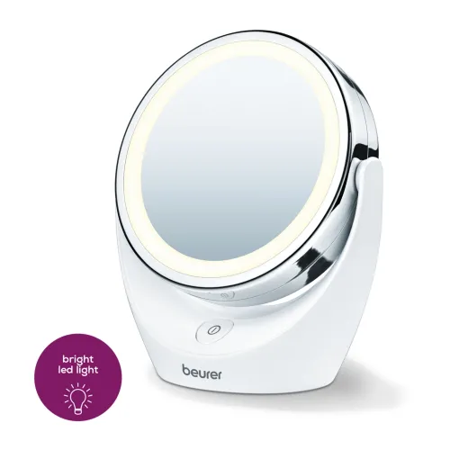 Козметично огледало, Beurer BS 49 lluminated cosmetic mirror; 12 LEDs; 5 x zoom; 2 mirrors; 11 cm