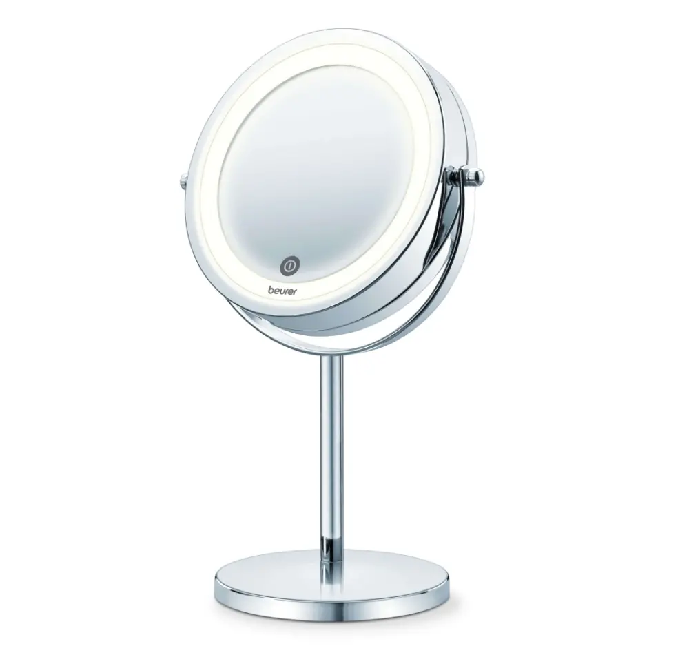Oglindă cosmetică, Beurer BS 55 Oglindă iluminată, senzor tactil, lumină cu 18 LED-uri, mărire 7x, 2 oglinzi pivotante, 13 cm