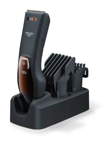 Машинка за подстригване, Beurer HR 5000 hair clipper, 2 Attachments, Individually adjustable cutting lengths and 5-step precision adjustment, quick-charge function, LED display with battery display, travel lock display, charge display as well as oil indicator, 11 cutting lengths