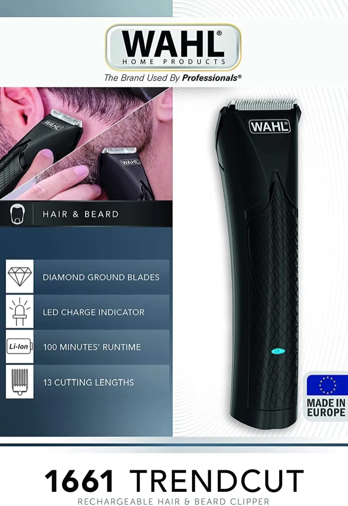 Машинка за подстригване, Wahl 1661.0465, TrendCut Lithium Ion, Lithium Ion Clipper Professional metal German made bladeset, Attachment combs and accessories - image 1