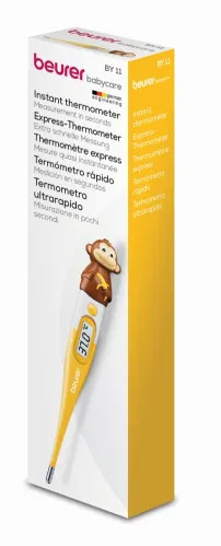 Термометър, Beurer BY 11 Monkey clinical thermometer, Contact-measurement technology,temperature alarm as from 37.8 C°, Display in C° and F°,Flexible measuring tip;Protective cap; Waterproof tip and display - image 3