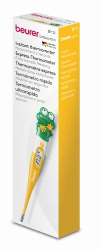 Термометър, Beurer BY 11 Frog clinical thermometer, Contact-measurement technology, temperature alarm as from 37.8 C°, Display in C° and F°, Flexible measuring tip; Protective cap; Waterproof tip and display - image 4
