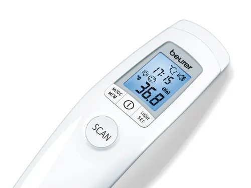 Термометър, Beurer FT 90 non-contact thermometer, Measurement of body, ambient and surface temperature, Displays measurements in °C and °F, Measuring distance 2/3 cm, 60 memory spaces,  XL display,Low battery indicator, Date and time - image 1