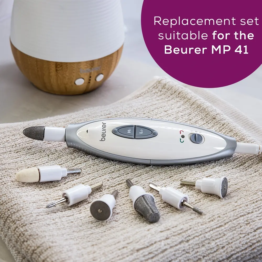 Set de manichiură/pedichiură, Beurer MP 41 set de manichiură/pedichiură, 7 accesorii, 2 niveluri de viteză, lumină LED, husă de depozitare - image 4