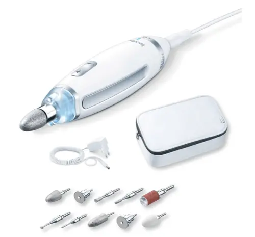 Set de manichiură/pedichiură, Beurer MP 62 Set de manichiură / pedichiură; 10 accesorii; viteză reglabilă; rotație stânga/dreapta; lumină LED; husă - 1