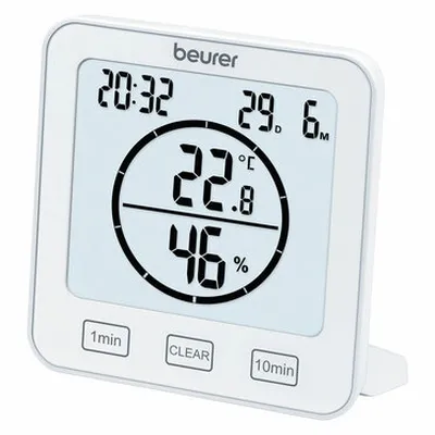 Хигрометър, Beurer HM 22 thermo hygrometer; displays temperature, relative humidity, date and time; timer function; sensor buttons