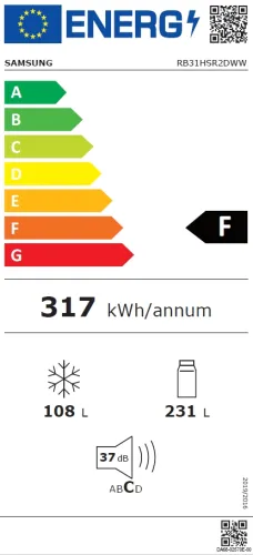 Хладилник, Samsung RB31HSR2DWW, Refrigerator, Fridge Freezer, 339 L, No Frost, Energy Efficiency F, Multi Flow, All-Around Cooling, White - image 5