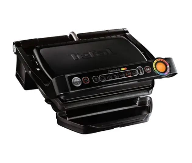 Grătar, Tefal GC714834, Optigrill+ Black Snacking, suprafață de gătit 600cm2, tavă snacking, senzor automat de gătit, 6 programe automate