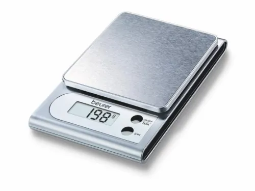 Везна, Beurer KS 22 kitchen scale; Stainless steel weighing surface; 3 kg / 1 g