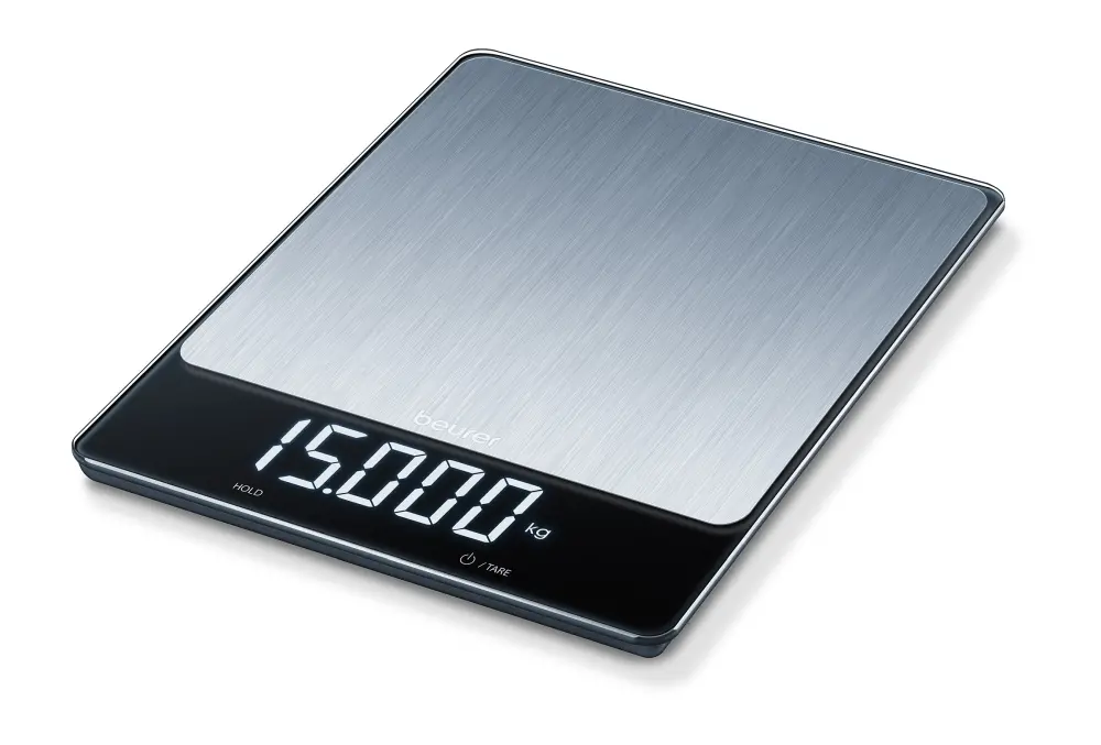 Cântar, Beurer KS 34 XL de bucătărie; Suprafață de cântărire din oțel inoxidabil; Magic LED; 15 kg / 1 g