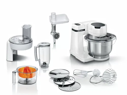Кухненски робот, Bosch MUMS2EW40, Kitchen machine, MUM Serie 2, 700 W, add. Meat mincer, Plastic blender, Citrus press, White