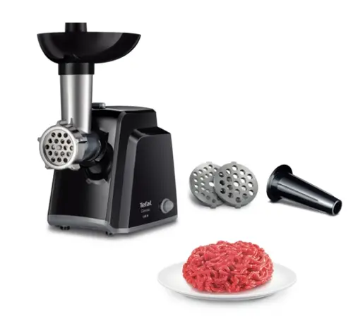 Κρεατομηχανή, Tefal NE105838, Κρεατομηχανή, 1400W, Χωρητικότητα 1.7 kg/min, Λειτουργία αναστροφής, Μαχαίρι κοπής, 2 αξεσουάρ για λουκάνικα, Μαύρο - 3