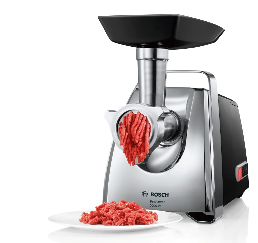 Месомелачка, Bosch MFW67450, Meat mincer ProPower, 700W - 2000W, Discs: 3 / 4,8 / 8 mm; Sausage attachment; Attachment for kibbutz / meatballs; Fruit pressing attachment; Out: 3.5kg/min, Black - image 13