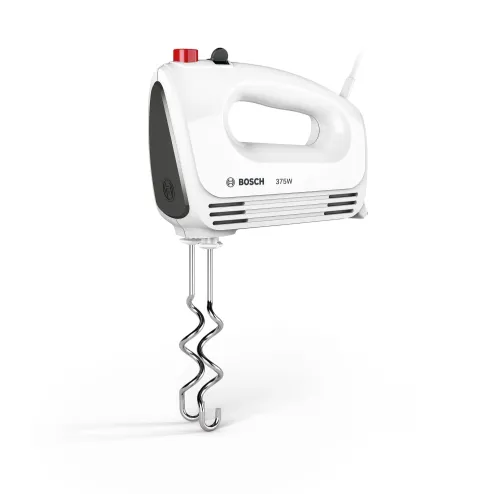 Миксер, Bosch MFQ22100, Hand mixer, CleverMixx, 375 W, 4 speed settings, additional pulse/turbo setting, white/gray - image 1