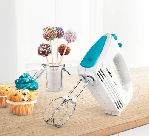 Миксер, Bosch MFQ2210D, Hand mixer, CleverMixx, 375 W, 4 speed settings, additional pulse/turbo setting, white/blue - image 5