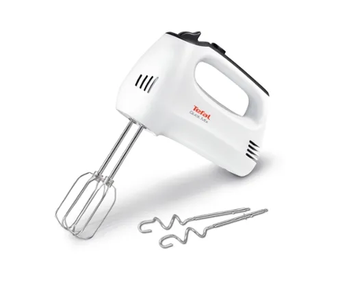 Миксер, Tefal HT310138, Hand Mixer, 300W, 5 Speeds + turbo,  2 Beaters, 2 Dough hooks, white/dark grey - image 2