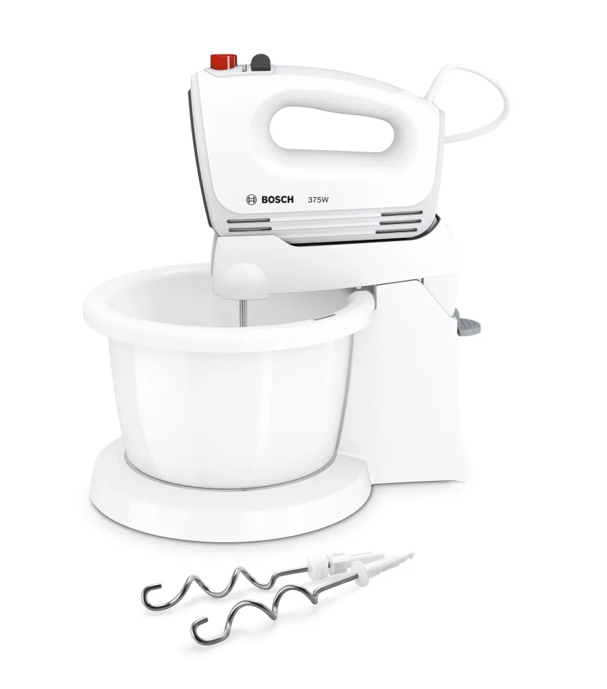 Миксер, Bosch MFQ2600G, Hand mixer, 375 W, Stand with automatic rotating bowl, 4 speed settings, additional pulse/turbo setting, white - image 2
