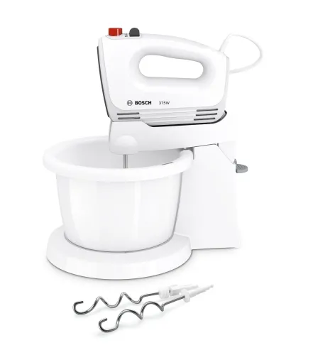 Миксер, Bosch MFQ2600G, Hand mixer, 375 W, Stand with automatic rotating bowl, 4 speed settings, additional pulse/turbo setting, white - image 2