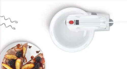 Миксер, Bosch MFQ2600G, Hand mixer, 375 W, Stand with automatic rotating bowl, 4 speed settings, additional pulse/turbo setting, white