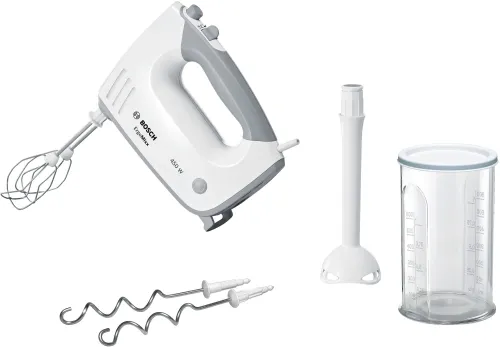 Миксер, Bosch MFQ36440, Hand mixer, ErgoMixx, 450 W, Included blender & transparent jug, White